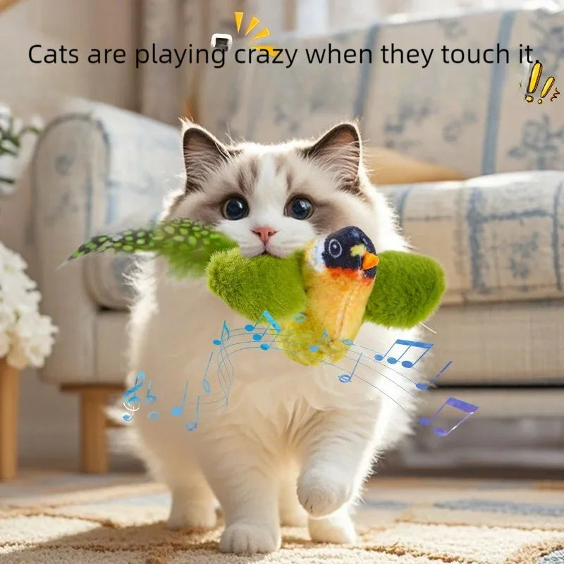 Simulation Bird Interactive Cat Toys Electric Sounding Birds Cat Chew Bite Plush Toys Cat Supplies