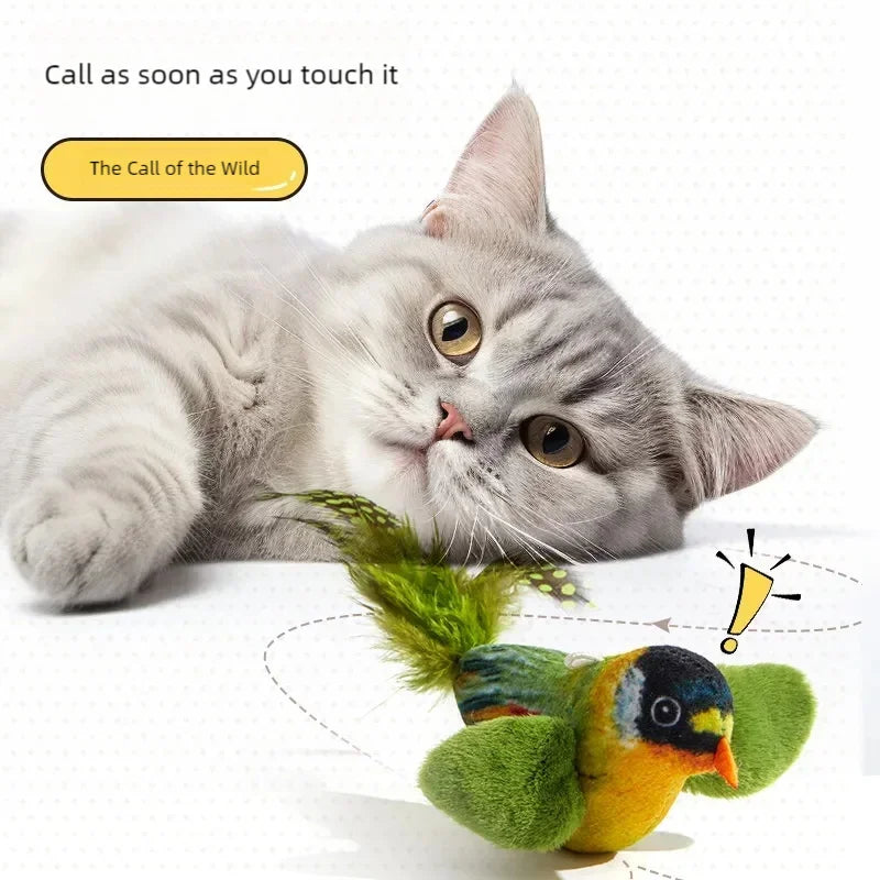 Simulation Bird Interactive Cat Toys Electric Sounding Birds Cat Chew Bite Plush Toys Cat Supplies